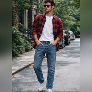 Levi’s 505 Straight Leg Jeans Blue Denim Classic Mid Rise Cotton Blend Vintage